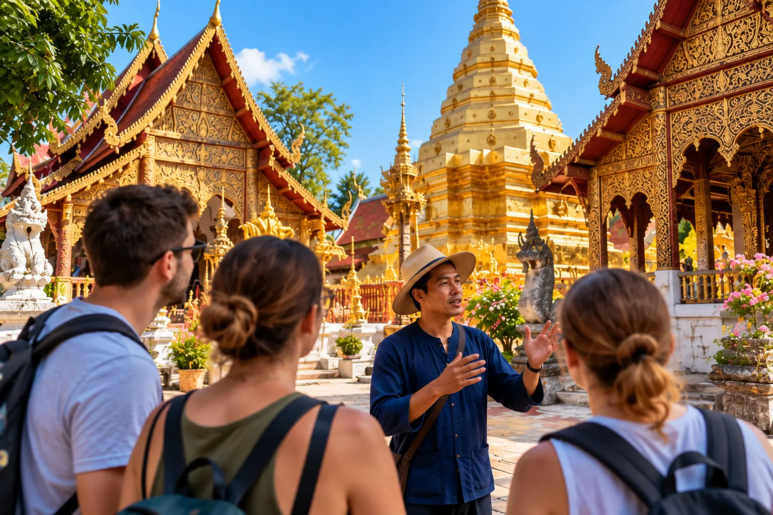 Guia local durante passeio em Chiang Mai, na Tailândia